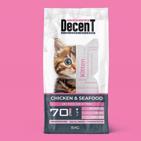 DECENT CAT KITTEN CHICKEN SEAFOOD - Tavuklu Yavru Kedi Maması - 15 Kg