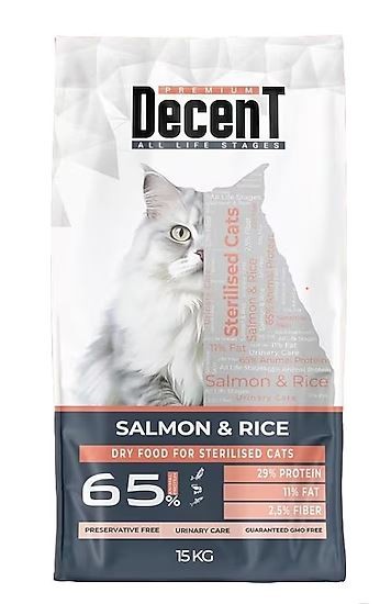 DECENT CAT STERIL SALMON (Somonlu Kısırlaştırılmış Kedi Maması) - 15 Kg