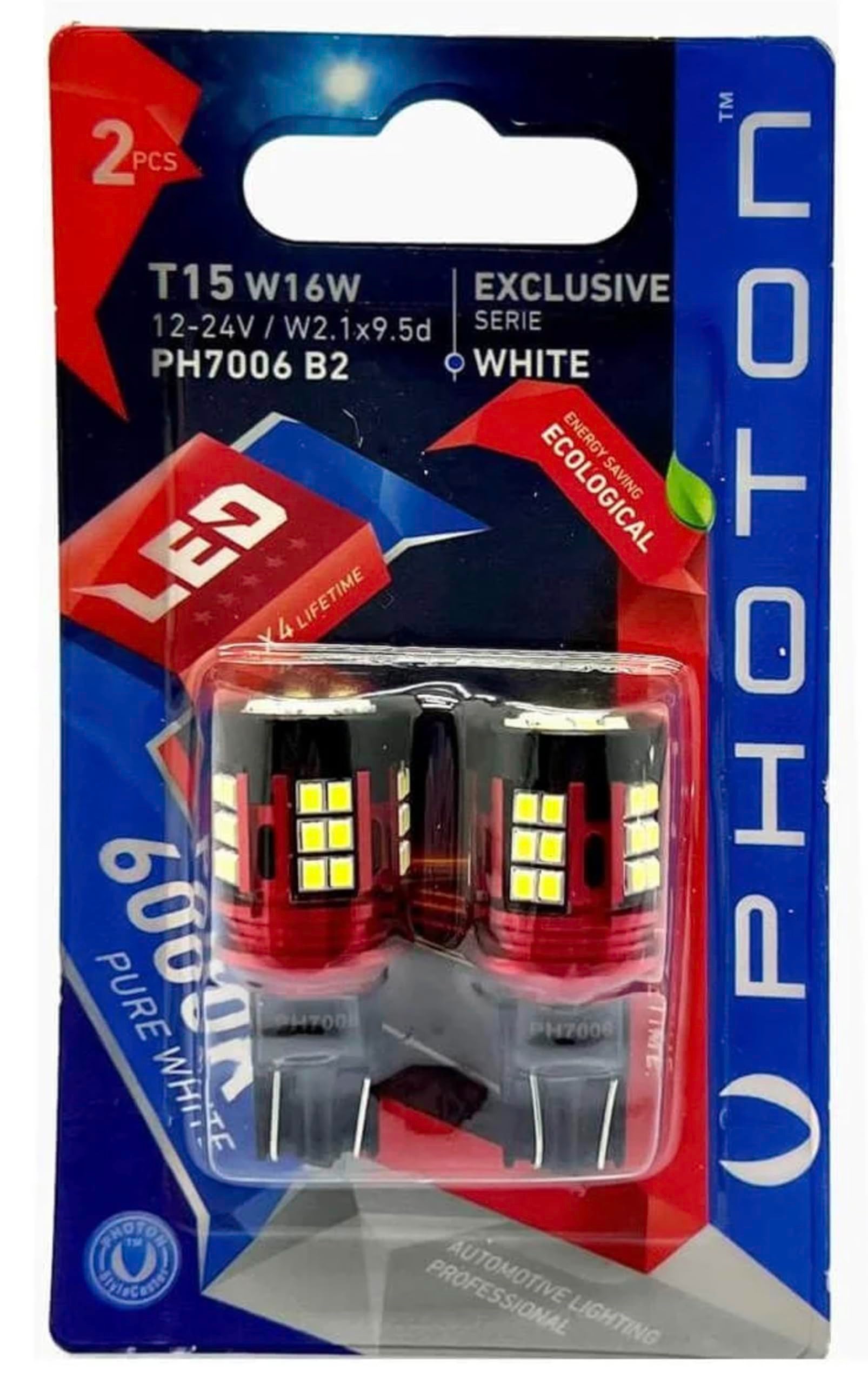 Photon T15 W16W Dipsiz LED Ampul, 39 LED'li, 2 Adet, Beyaz