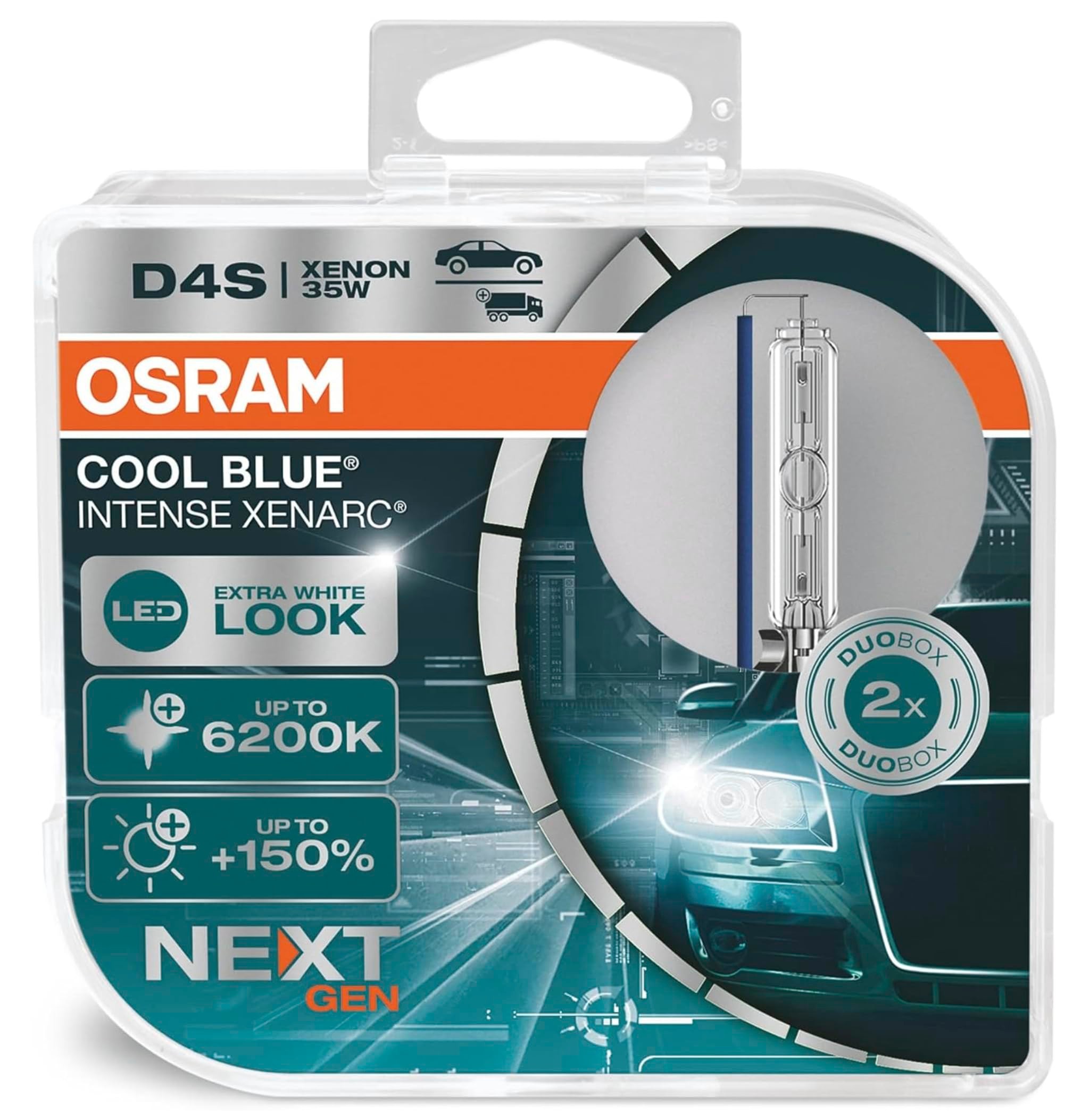 Osram Cool Blue Intense Xenarc D4S Xenon Far Ampulü, 35W, 6200K, +%150 Daha Fazla Işık (2 ADET TAKIM)