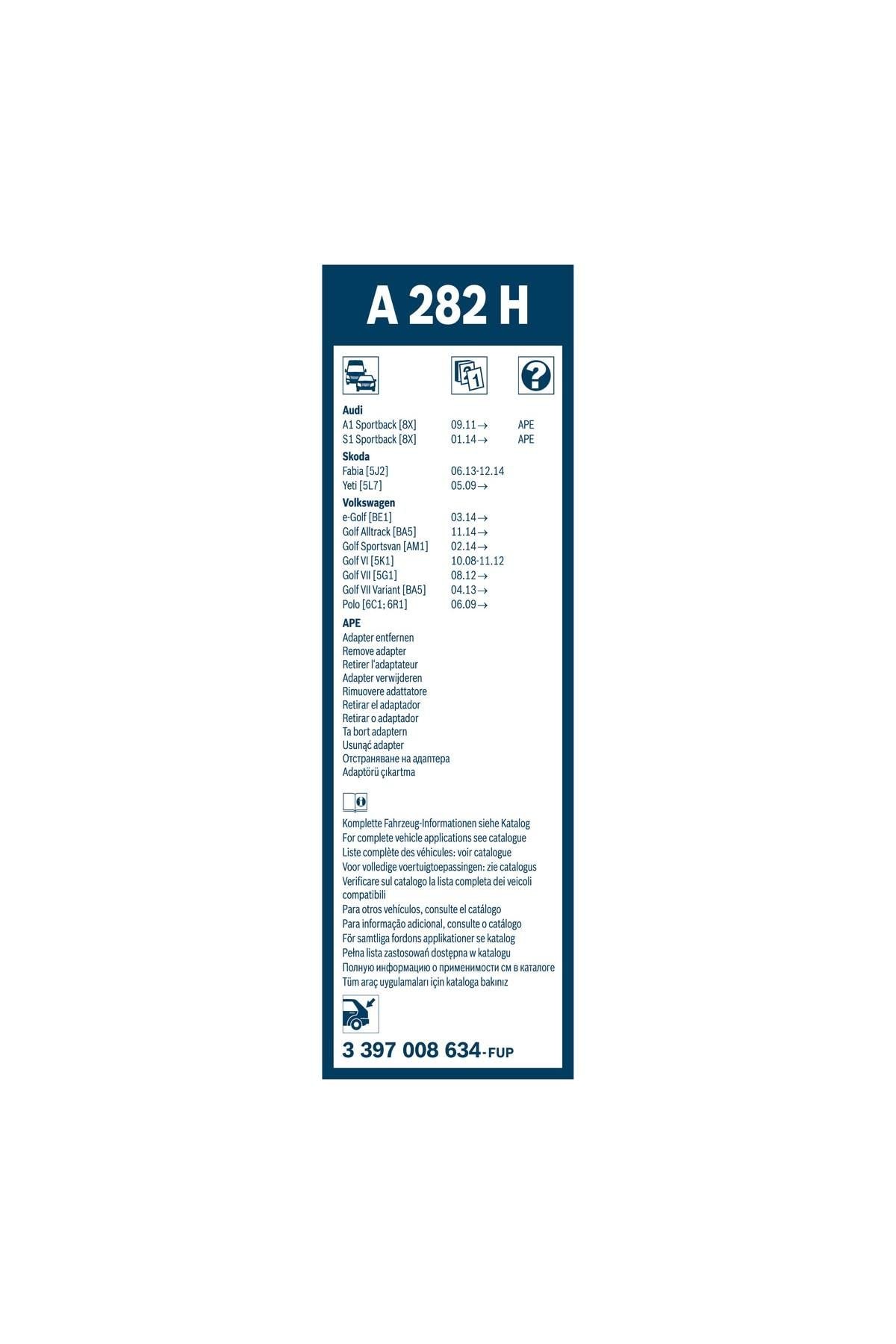 Bosch Arka Cam Sileceği - [280 mm] AUDI A1 Sportback (2011-2018) [8XA] #A282H