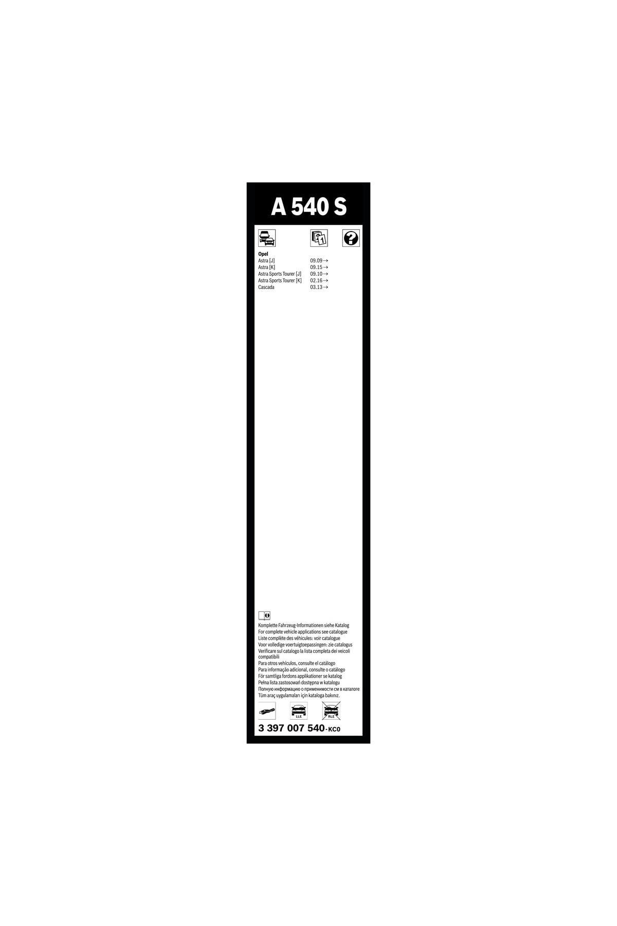 Bosch Aerotwin silecek seti - [680/625 mm] OPEL Astra (2015-2021) [K] #A540S