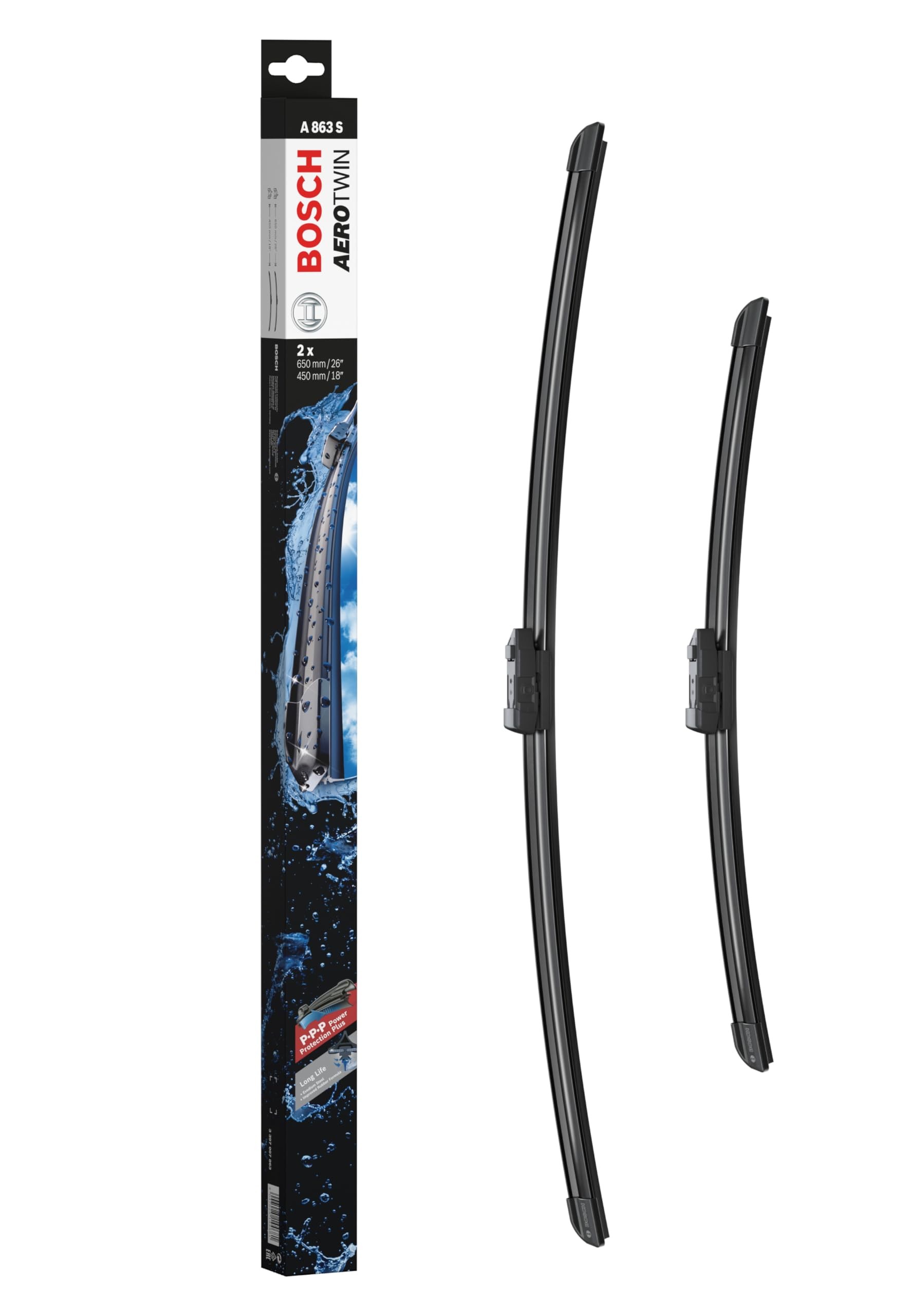 Bosch Scheibenwischer Aerotwin A863S, Länge: 650mm/450mm – Set für Frontscheibe