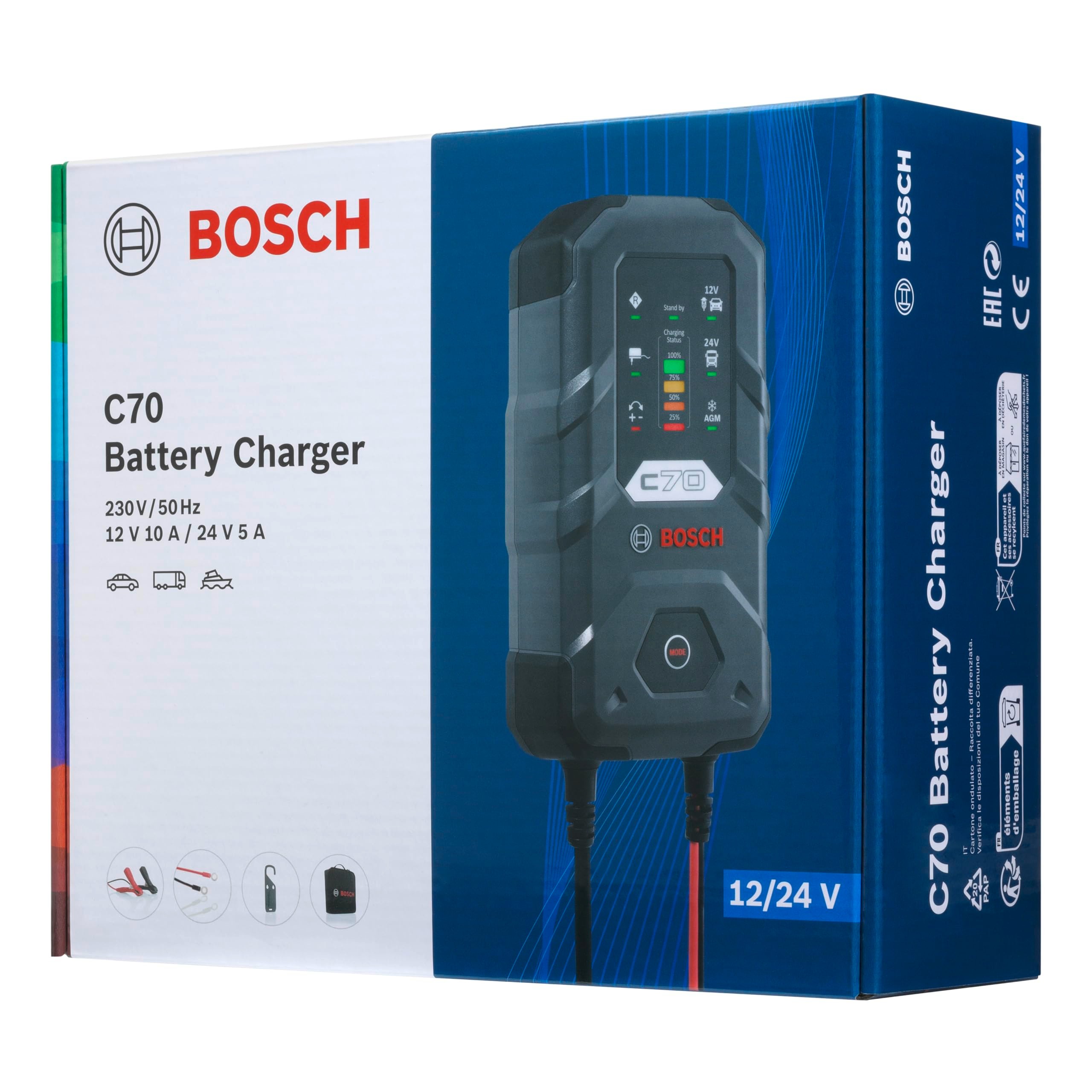 Bosch C70 Akü Şarj Cihazı, 12/24V, CG-C220 Modeli