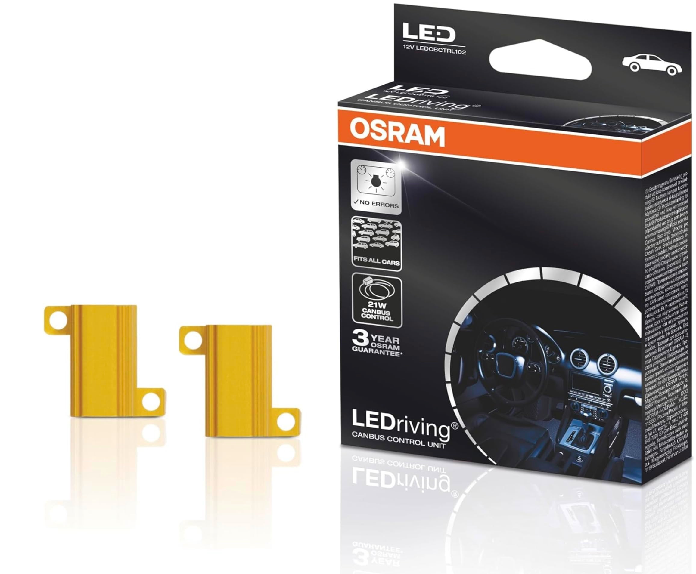 21W Osram LED Arıza Giderici, LEDCBCTRL102, LED Sis kısa uzun Farlarında Hata Önleme, 2 Adet