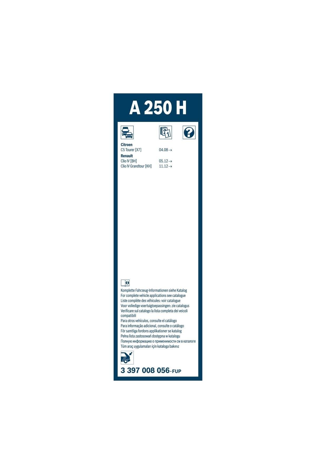 Bosch Arka Cam Sileceği - [250 mm] RENAULT Clio IV (2012-2021) [BH] #A250H
