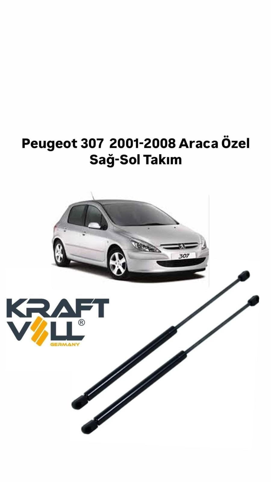 Kraftvoll Peugeot 307 2001-2008 Arası Araca Özel Sağ-Sol Takım Bagaj Amortisörü