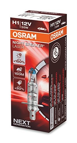 Osram Ampul Night Breaker Laser H1 12V 55W%100'ye kadar Fazla Işık 150M'ye kadar Fazla Görüş Açısı,%20'ye kadar Beyaz Işık 64150NL