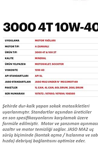 Motul 3000 10w40 4t Mineral 1. Sınıf Motosiklet Motor Yağı