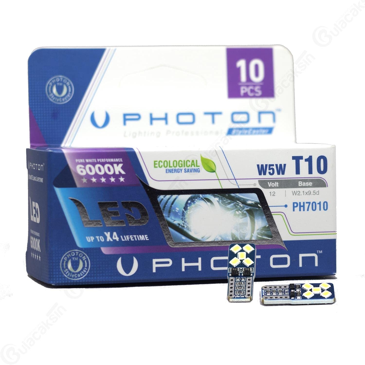 Photon T10 W5W 12V Dipsiz 10 Led Beyaz Işık 10'lu Paket