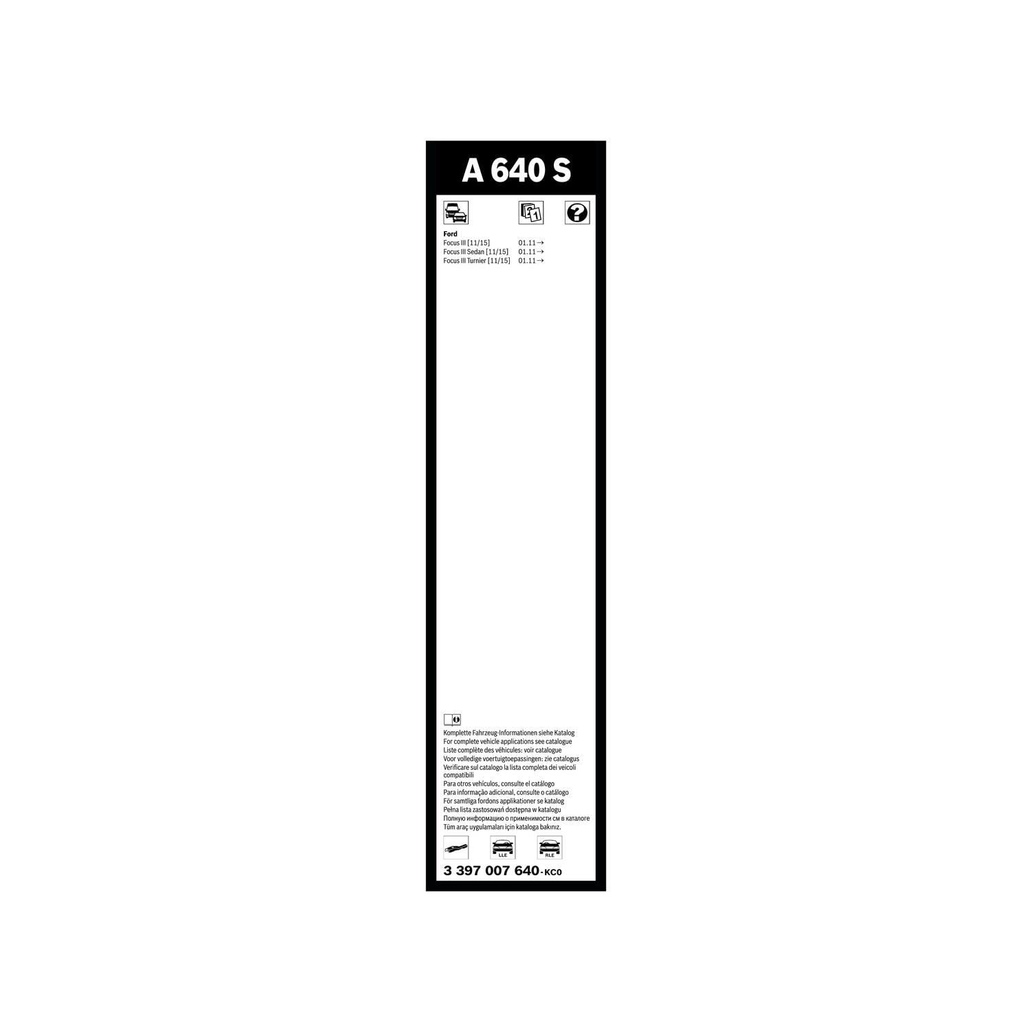 Bosch Aerotwin silecek seti - [725/725 mm] FORD Focus III (2011-2021) [11,15] #A640S