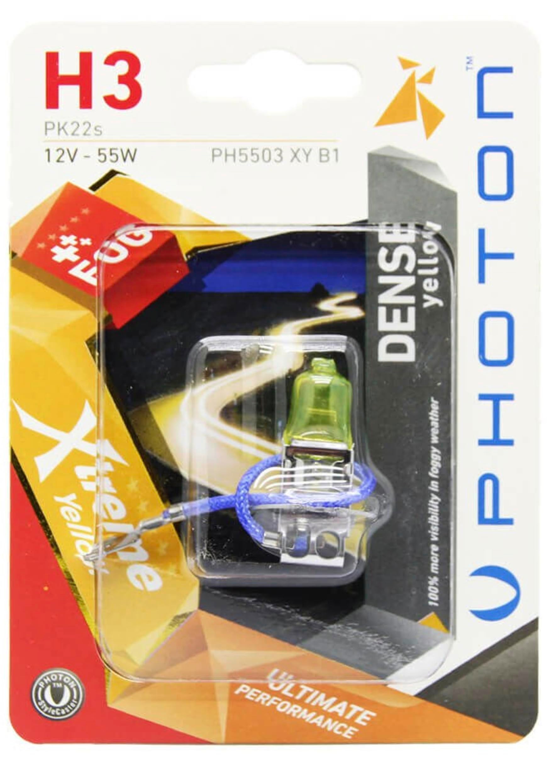 Photon H3 Xtreme 12V 55W PK22s Sarı Renkli Far Ampülü