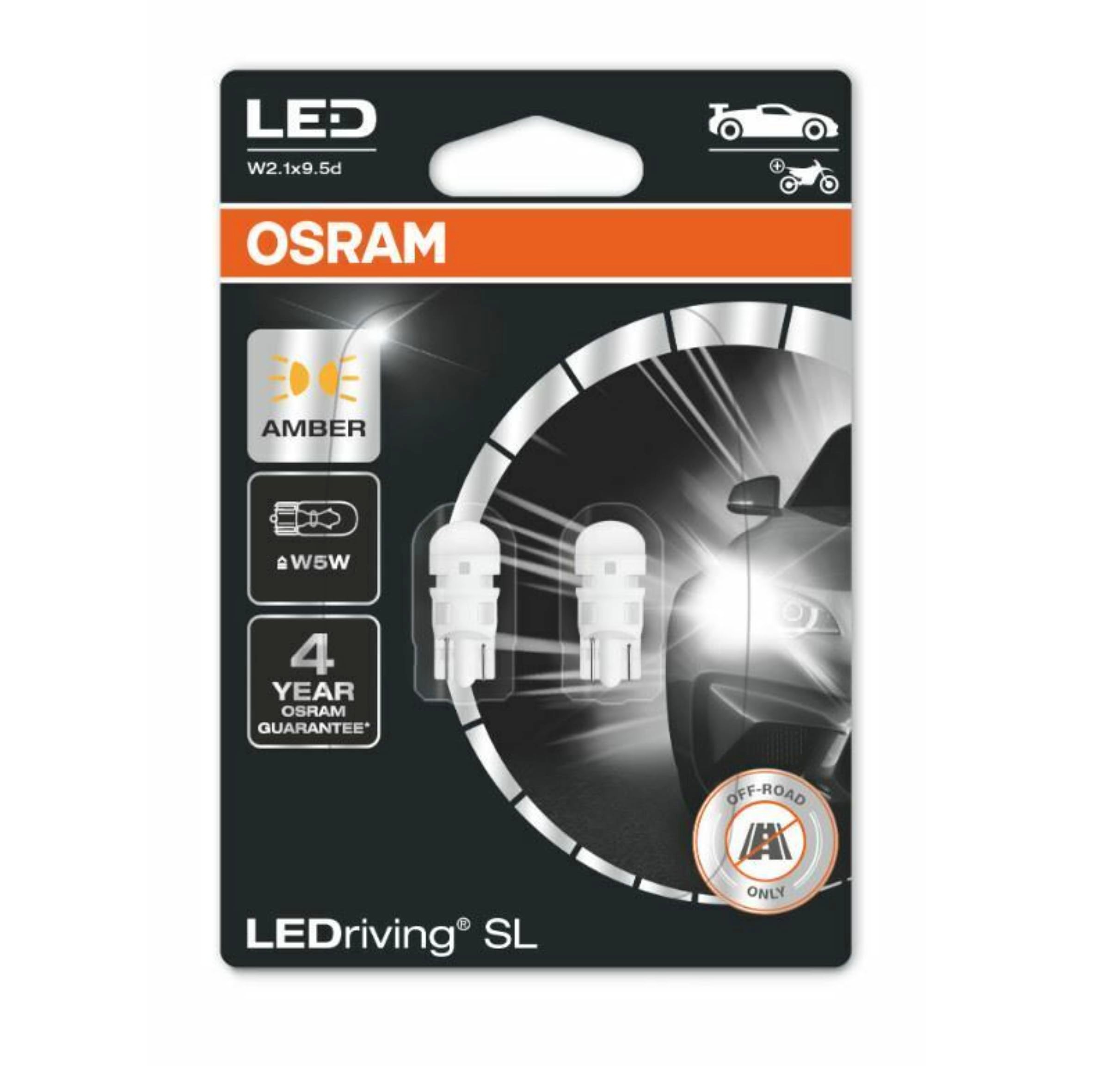 Osram T10 LED Turuncu Dipsiz WY5W Park ve Sinyal Ampülü 4 Yıl Garantili 2827-02B