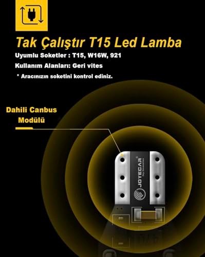 Joyecar T15 LED Araç Geri Vites Ampulü, W16W 921, Canbus Uyumlu, Beyaz