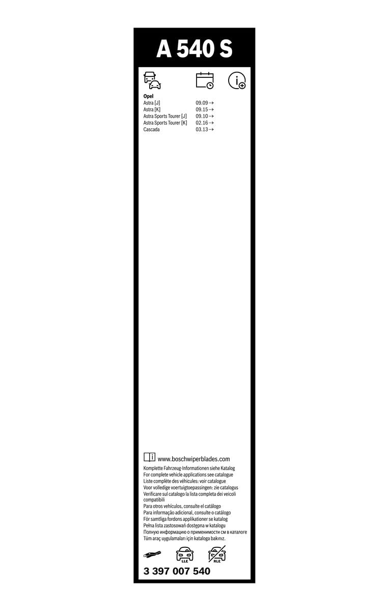 BOSCH Aerotwin Silecek Seti Opel Astra J/K (2009-2020) [680/625 mm] A540S 3397007540