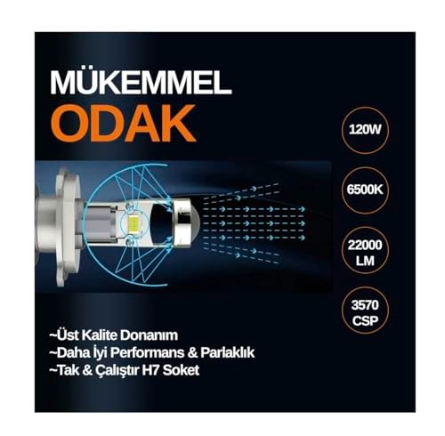 Joyecar H4 Ultra Güç Projektör Lensli Uzun Kısa LED Far Ampulü