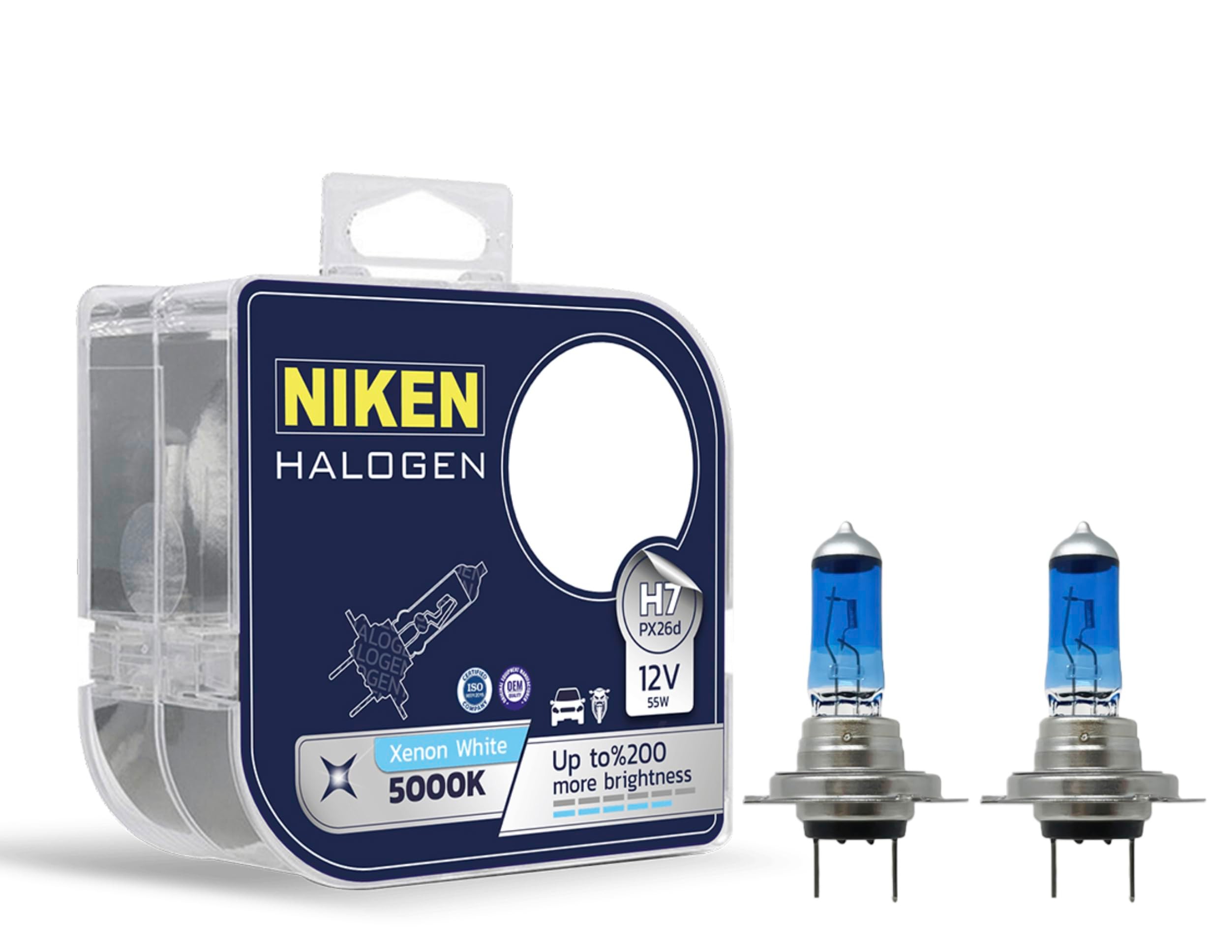niken 12V H7 55W BEYAZ IŞIK AMPUL 5000K (2 ADET)