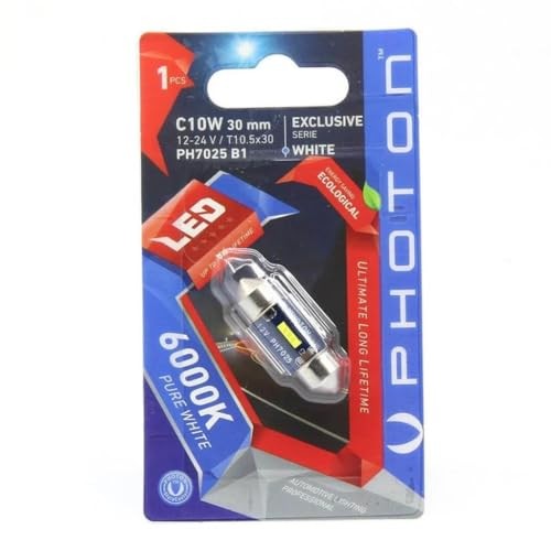 Photon C10W 30 mm Beyaz Exclusive Serisi LED Ampul, 12-24V, T10.5x30