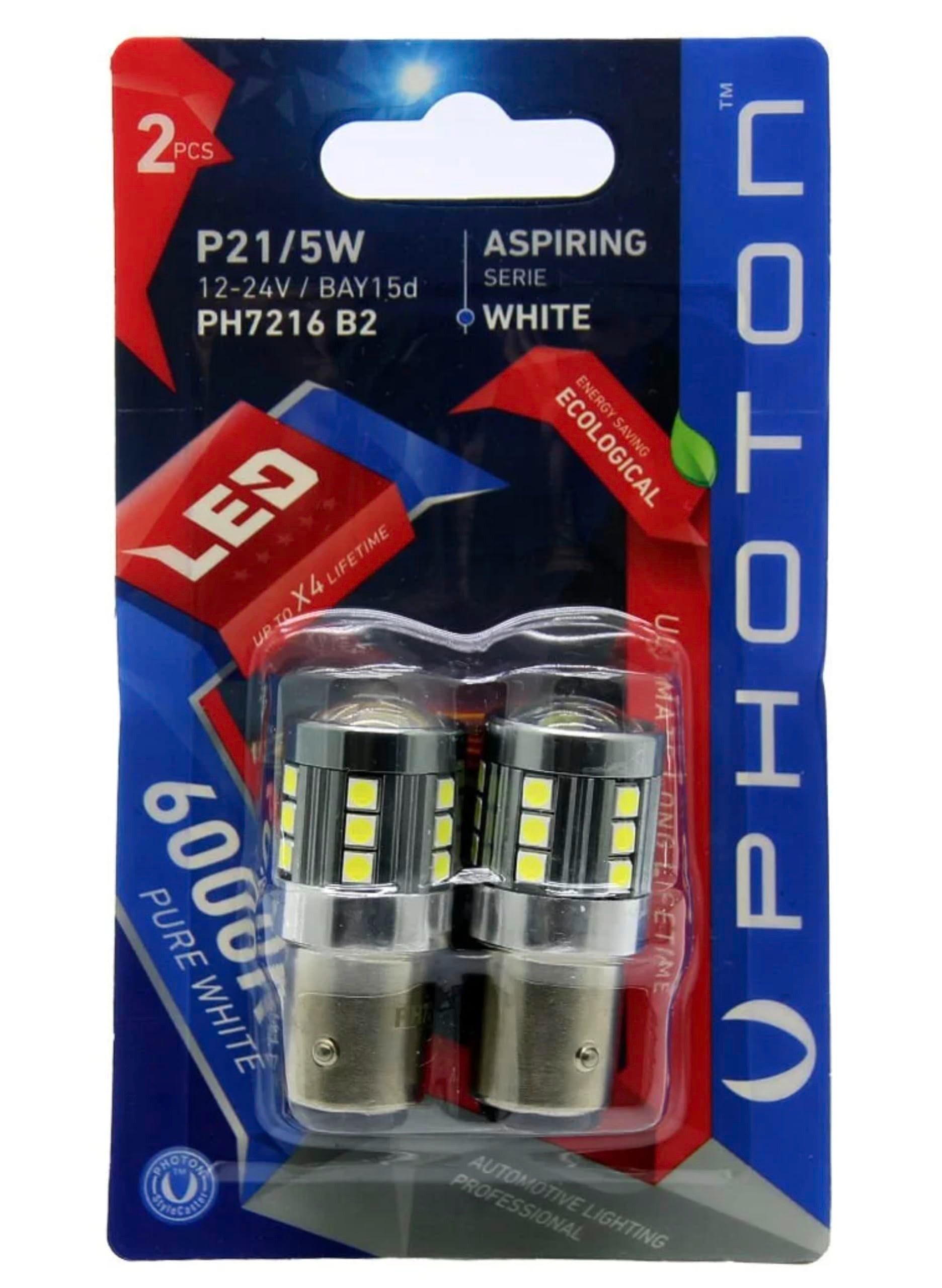 Photon P21/5W LED Oto Ampul, Beyaz, 2 Adet