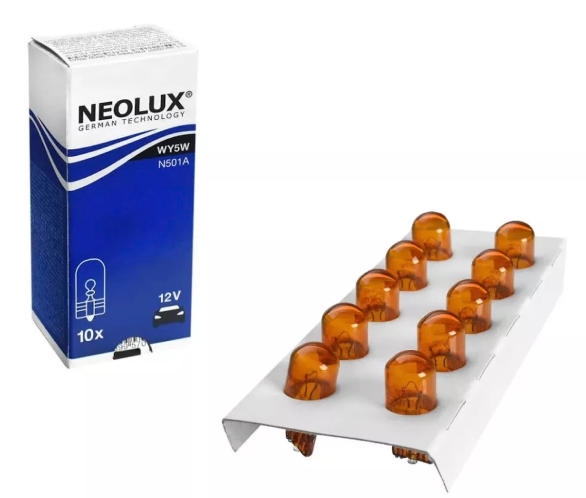 NEOLUX WY5W T10 Turuncu Dipsiz Ampul, 12V 5W, 10 Adet