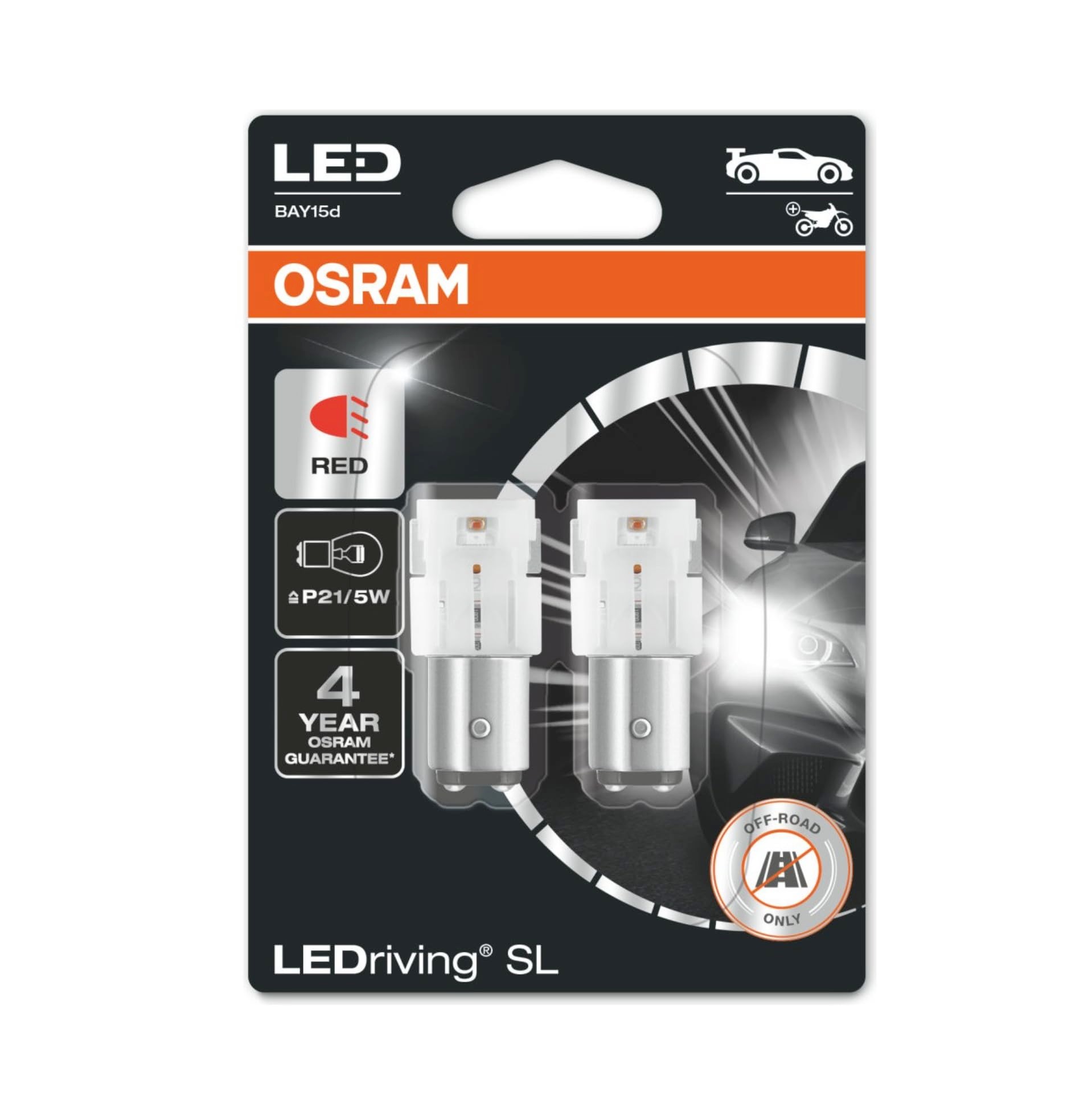 Osram Ampul LEDriving P21/5W 4 yıl Garantili, Kırmızı Işık ‎7528DRP-02B