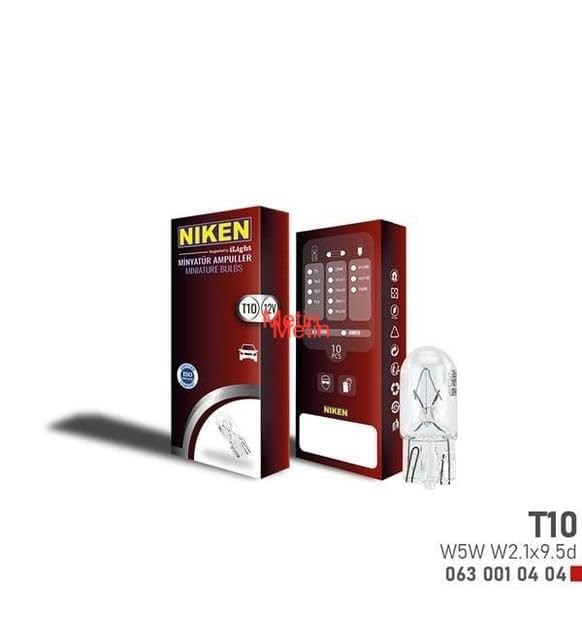 Niken T10 Park Ampulü W5W, 10 Adet, 12V