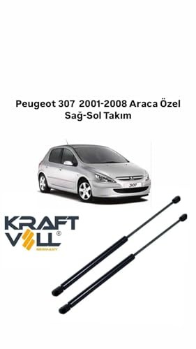 Kraftvoll Peugeot 307 2001-2008 Arası Araca Özel Sağ-Sol Takım Bagaj Amortisörü