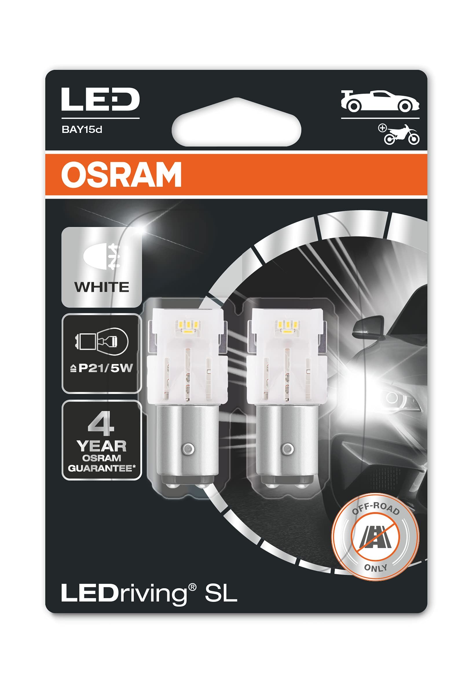Osram P21/5 Çift Duy Beyaz 1016 Led Stop Ampulü LEDriving SL 7528DWP.02B (2'li Paket)