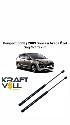 Kraftvoll Peugeot 3008-2009 Sonrası Araca Özel Sağ-Sol Takım Bagaj Amortisörü