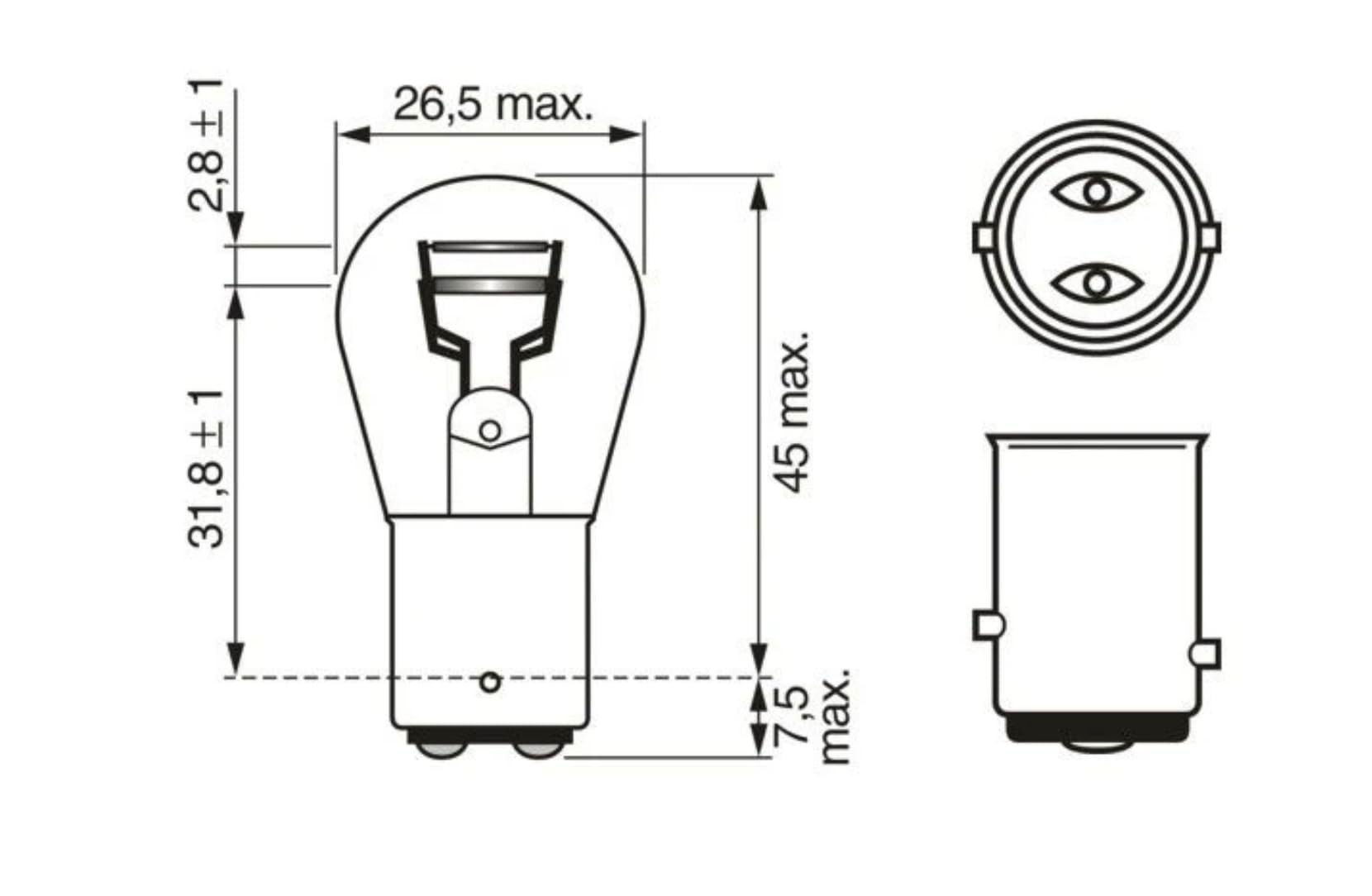 Bosch Eco-Light Ampulleri, 21/5W Güç, 12V, 10 Adet, Beyaz