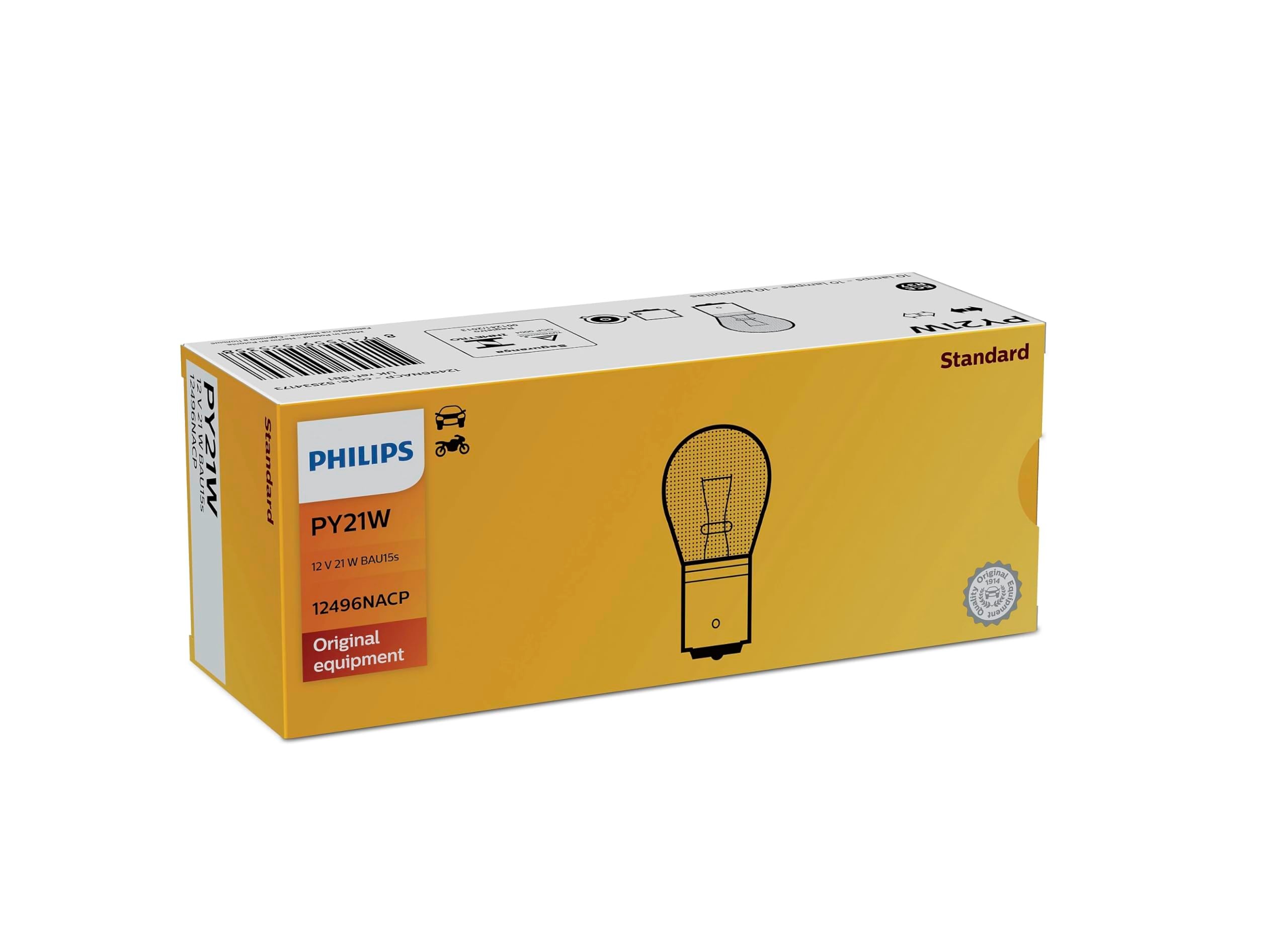 Philips PY21W Turuncu Sinyal Ampulü, 12 V 21 W BAU15s, 10'lu Paket