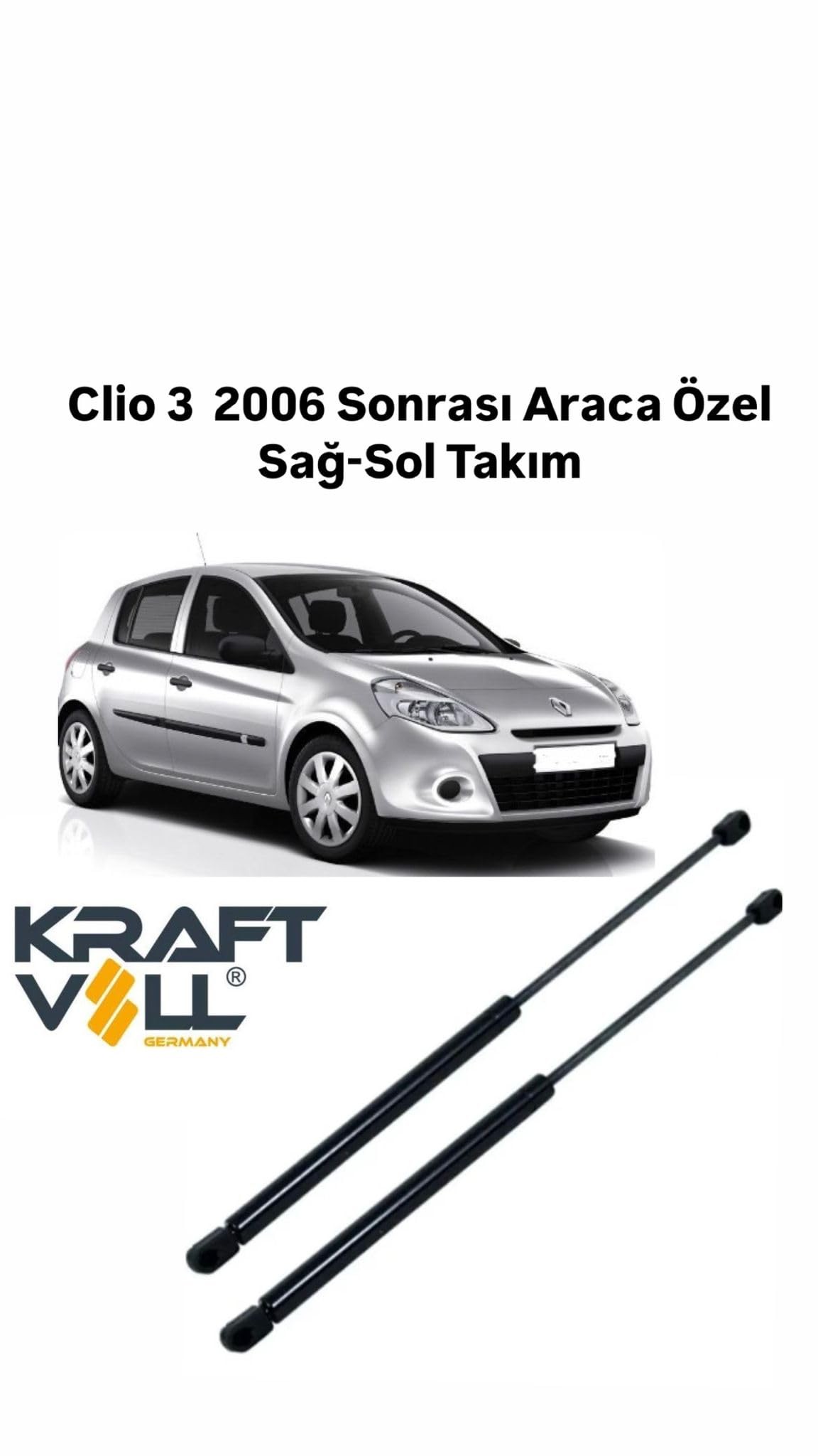 Kraftvoll Clio 3 2002-2009 Araca Özel Sağ-Sol Takım Bagaj Amortisörü