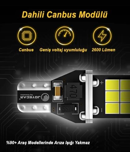 Joyecar T15 LED Araç Geri Vites Ampulü, W16W 921, Canbus Uyumlu, Beyaz