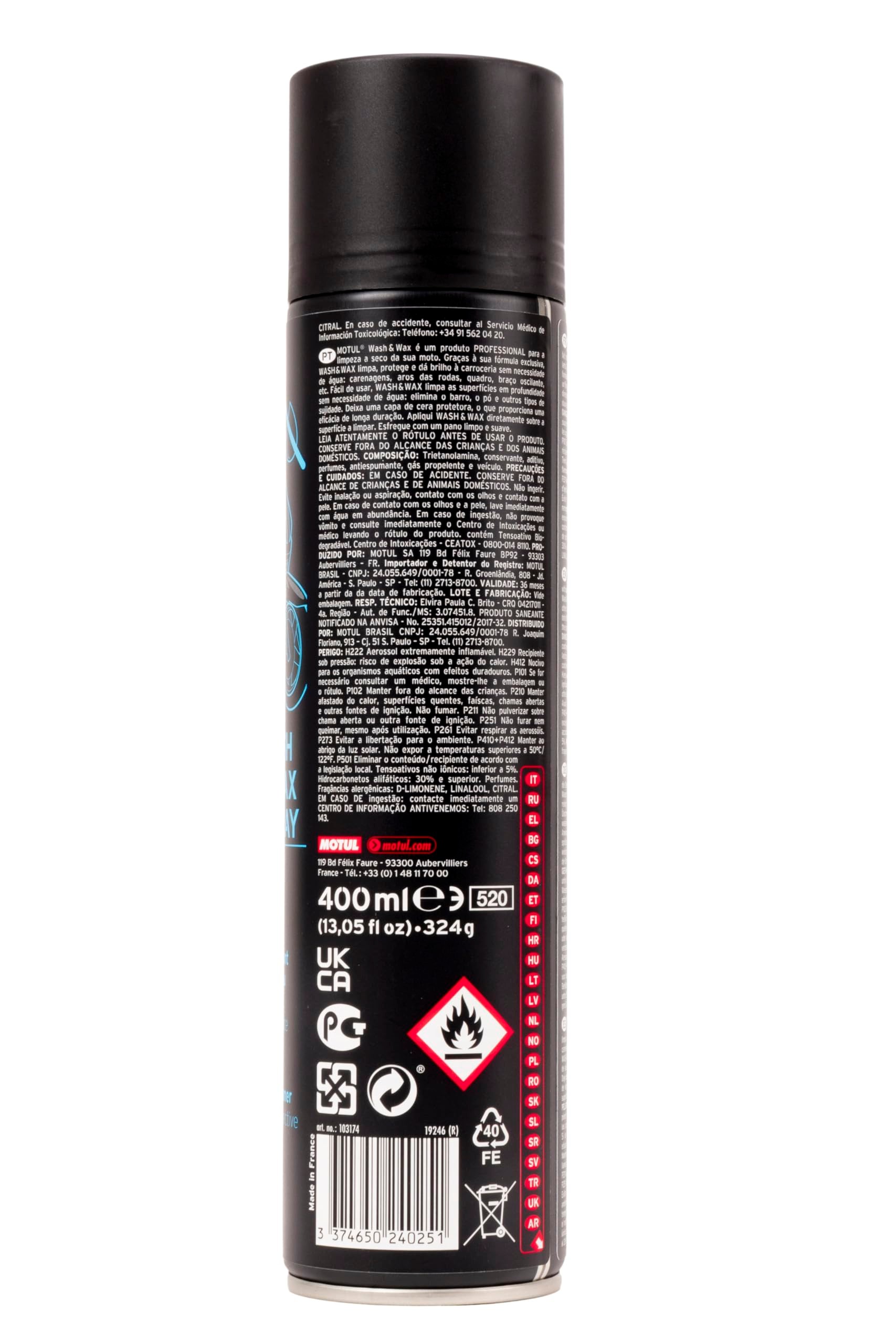 Motul E9 Wash & Wax Spray 400 ML Temizleme ve Parlatma Spreyi