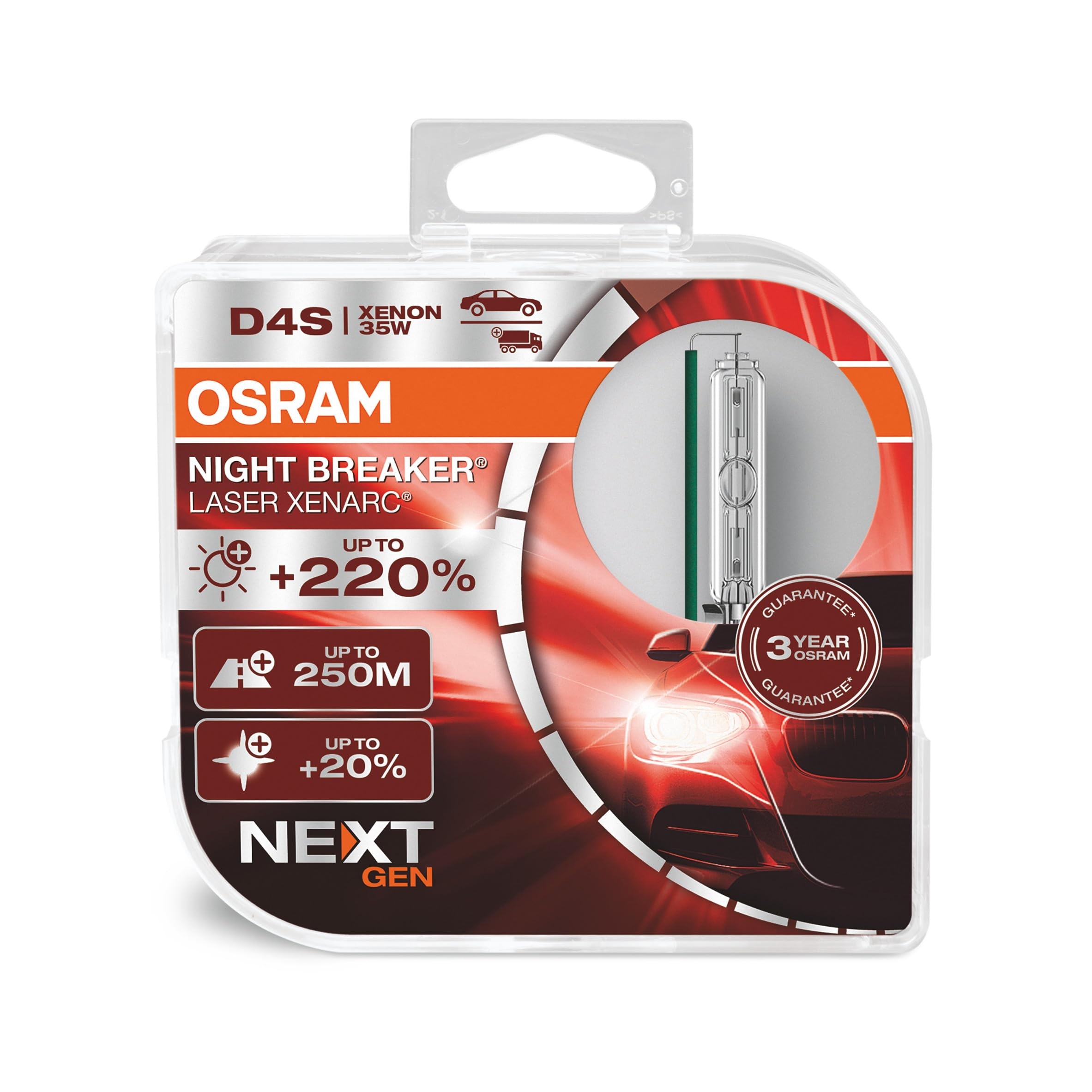 Osram D4S XENARC NIGHT BREAKER LASER Xenon Far, 35W, +220% Daha Parlak, 250M Menzil, +20% Daha Fazla Kontrast, 3 Yıl Garanti