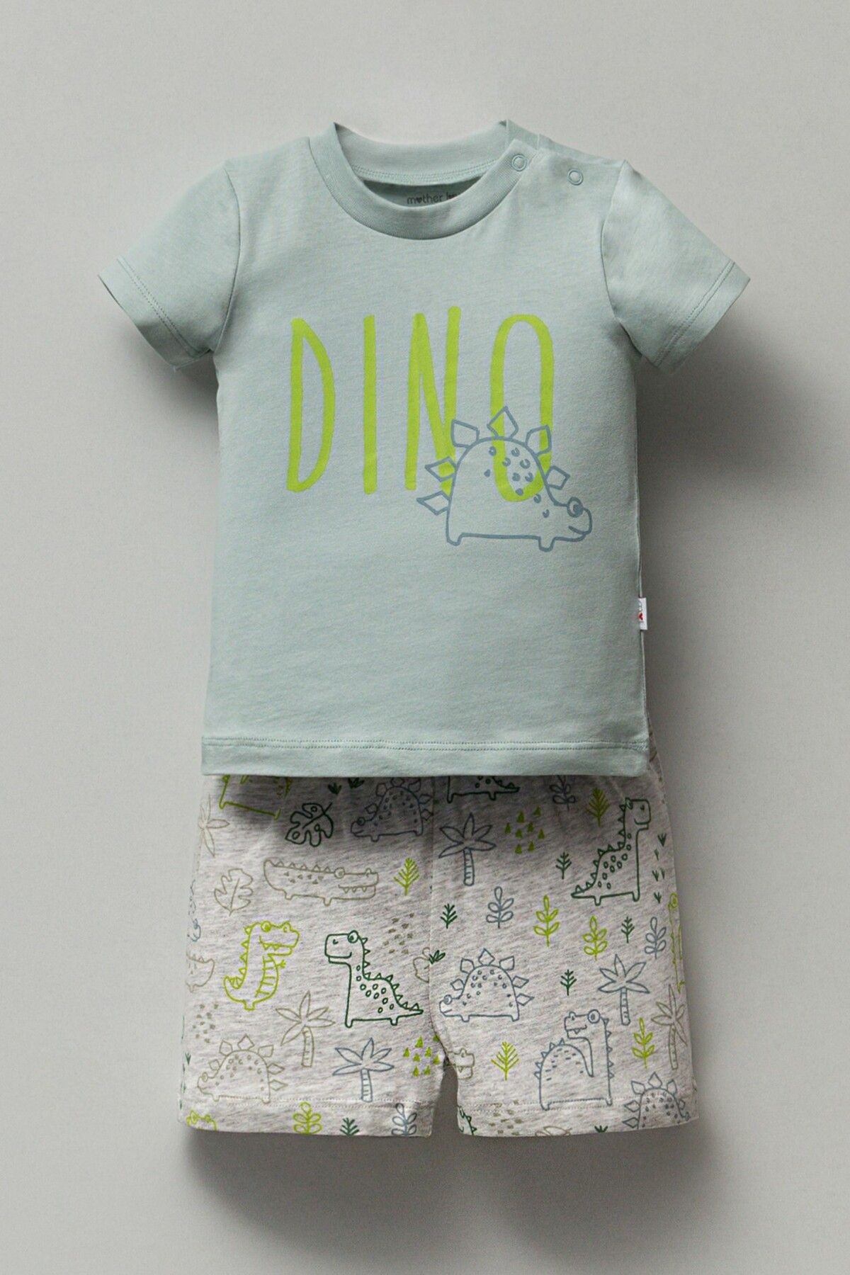 Dinozor Baskılı Şortlu Erkek Bebek Pijama Takımı