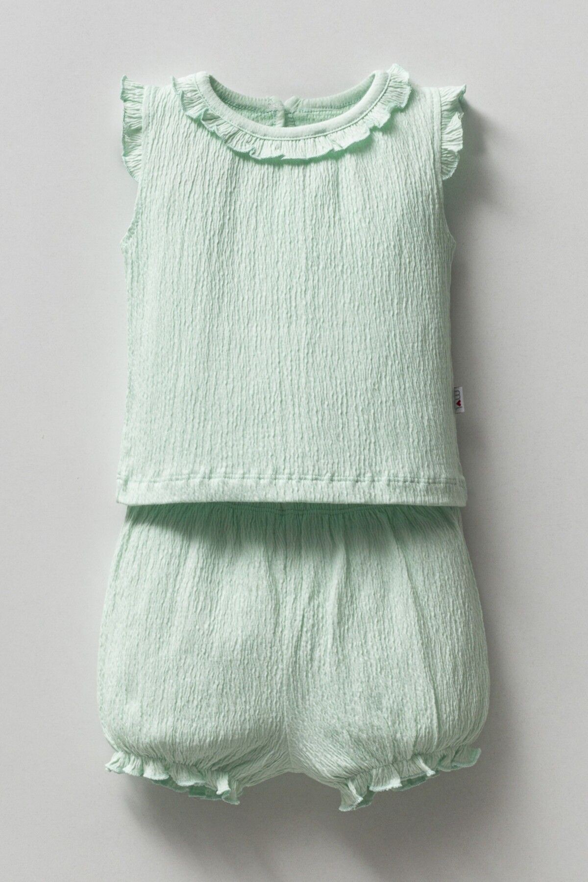 Drape Kumaş Alt Üst Şortlu Kız Bebek Takım