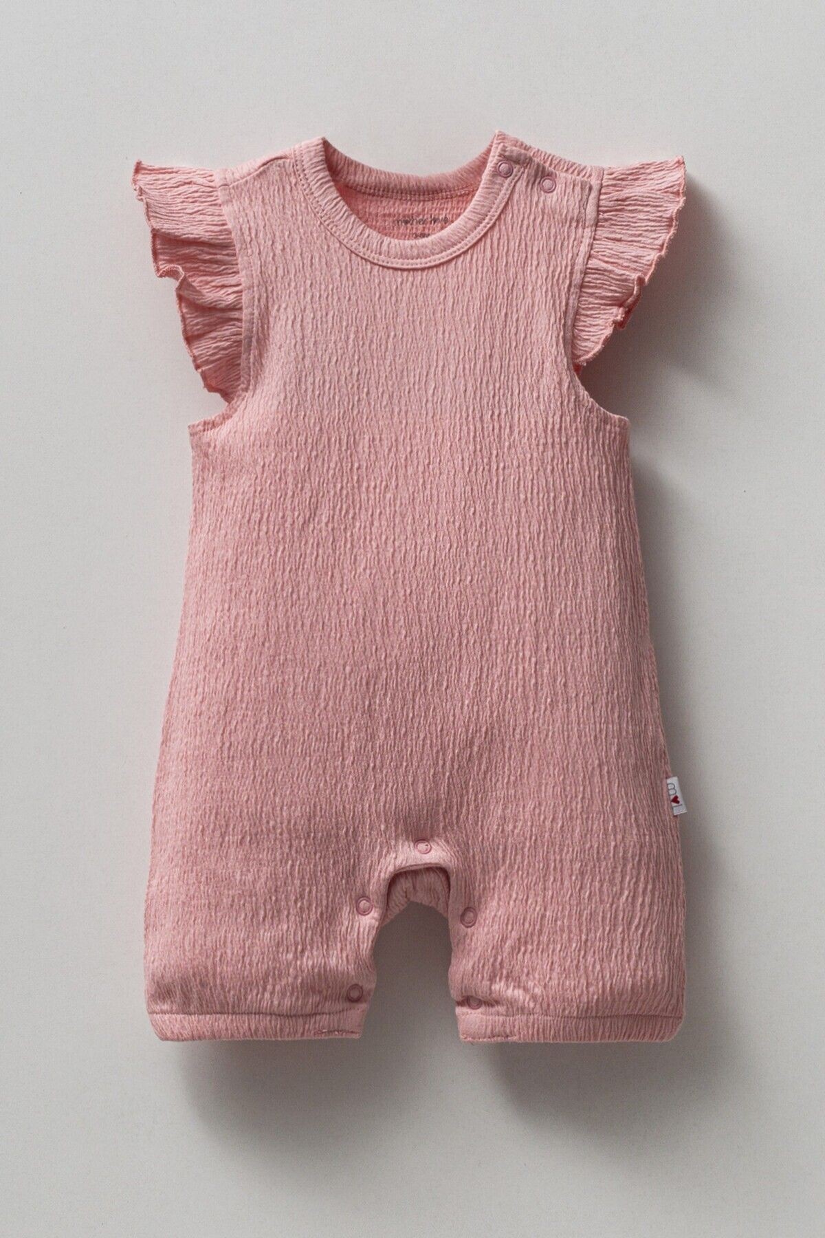 Drape Kumaş Kolu Fırfırlı Kız Bebek Şort Tulum
