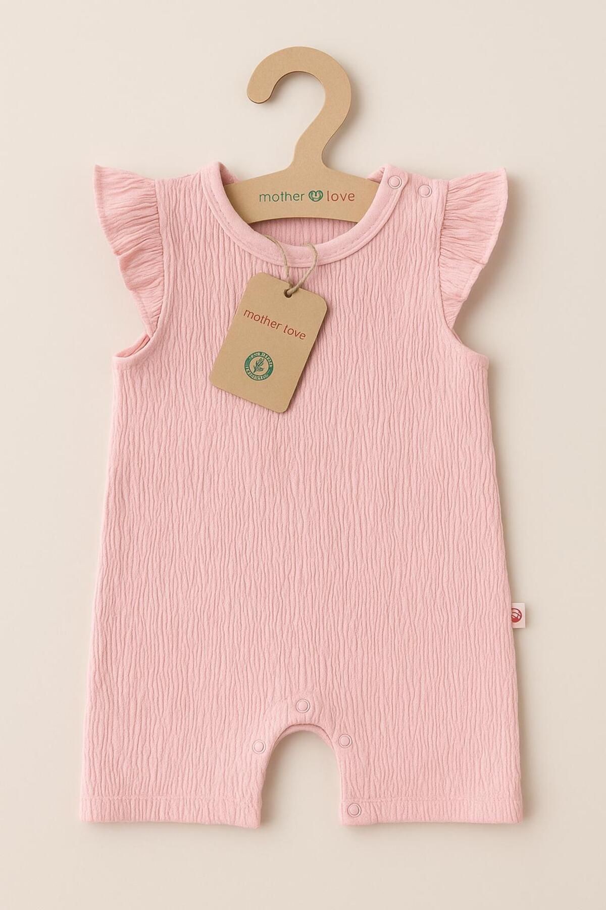 Drape Kumaş Kolu Fırfırlı Kız Bebek Şort Tulum