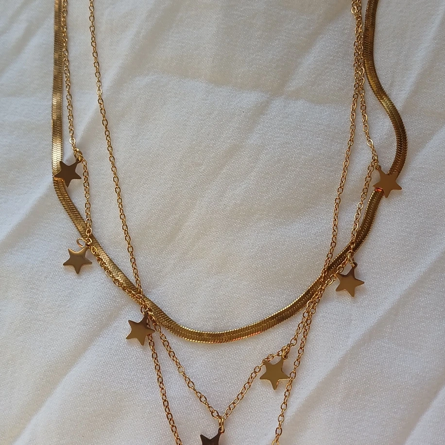 Altın Kaplama Paslanmaz Çelik Katmanlı Celestial Ay Yıldız Vintage Retro Kadın Gold Kolye