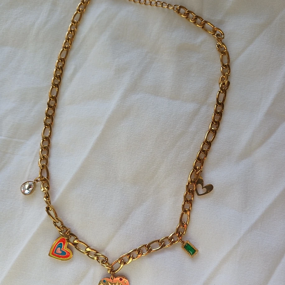 Y2K Altın Kaplama Paslanmaz Çelik Kalın Zincirli Kalpli Retro Vintage Kadın Gold Charm Kolye