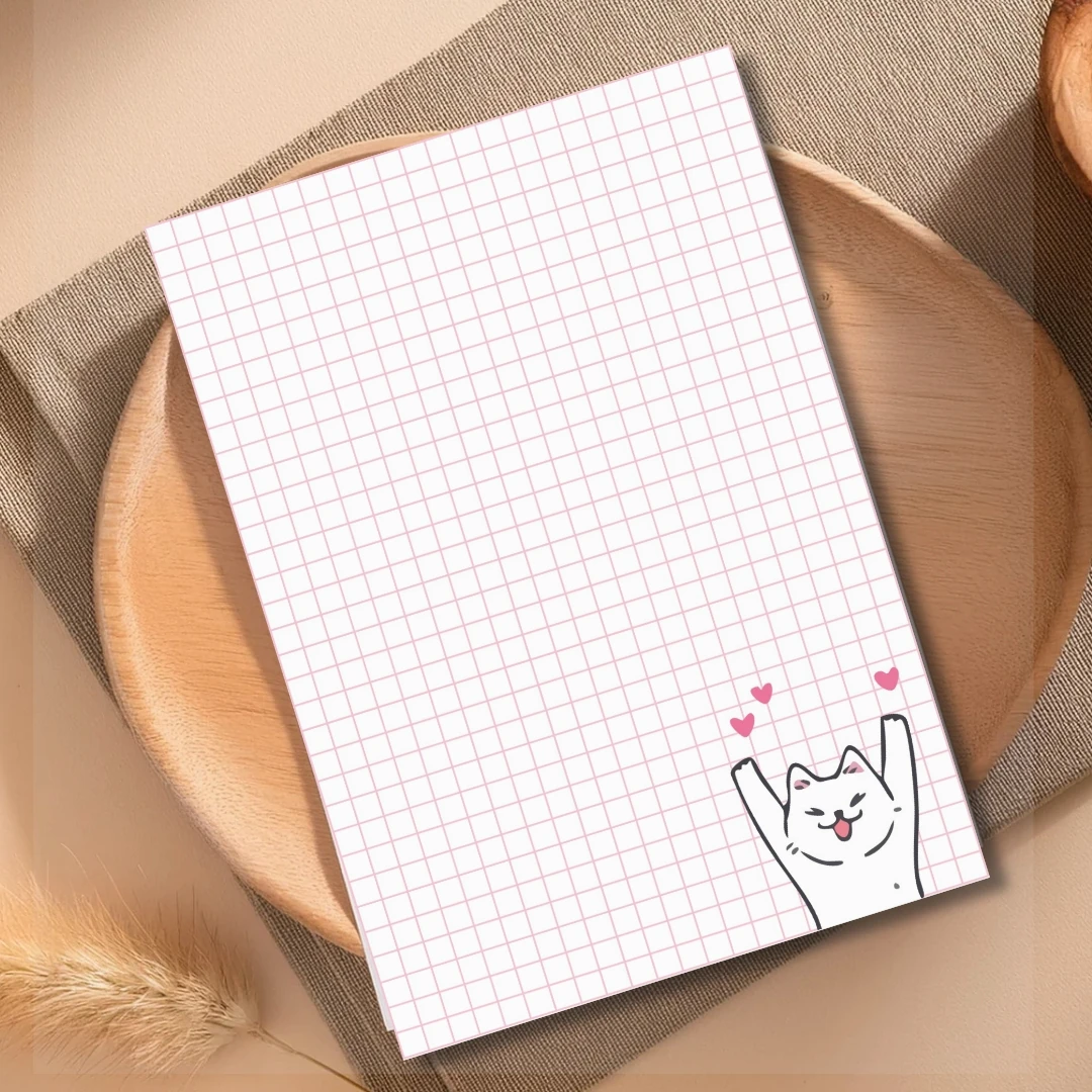 Kawaii Kedili Kareli Not Defteri – Çek Kopart Bloknot
Notepad — A5, A6, B5 – Pembe Notepad