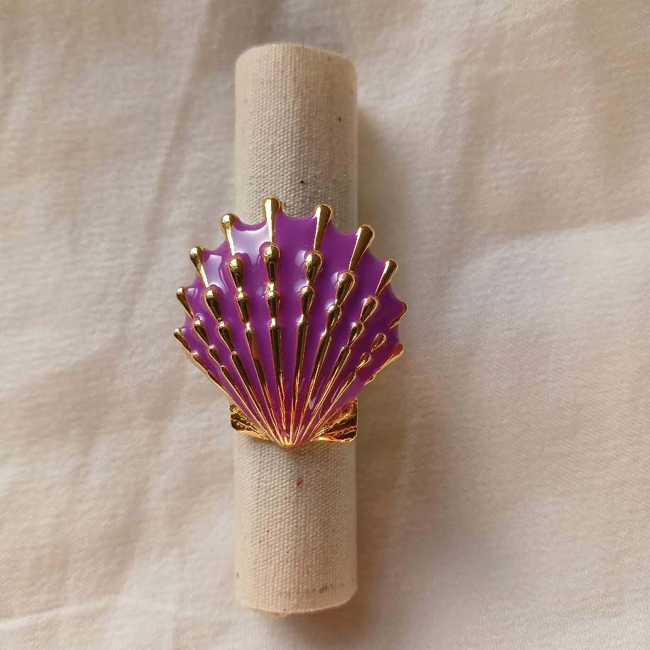 Altın Kaplama Barok Mor Paslanmaz Çelik Deniz Kabuğu Kadın Gold Yüzük