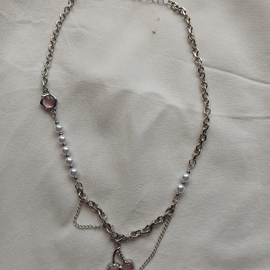 Kore Tarzı Paslanmaz Titanyum Çelik Pembe Cherry Kiraz Kadın Silver Gümüş Renk Kolye