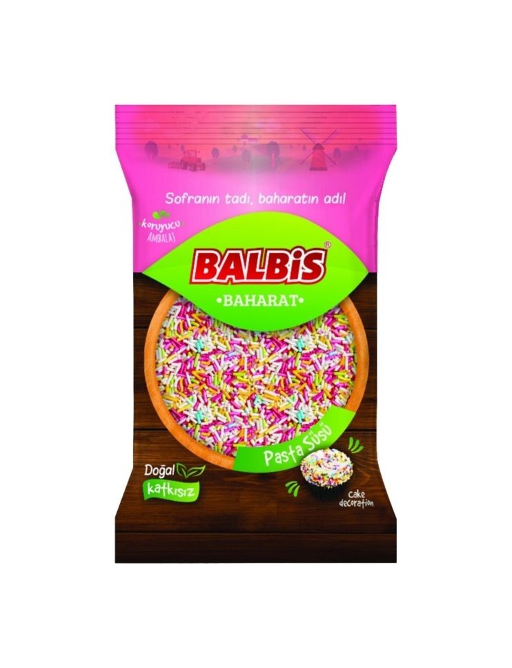 🍬 Pasta Süsü  – Granül Çubuk Renkli Şekerler