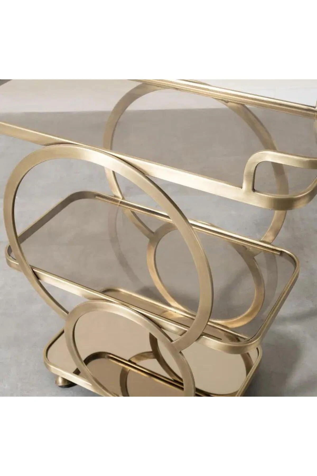 Nimbus Gold Metal Mini Bar ve Servis Arabası