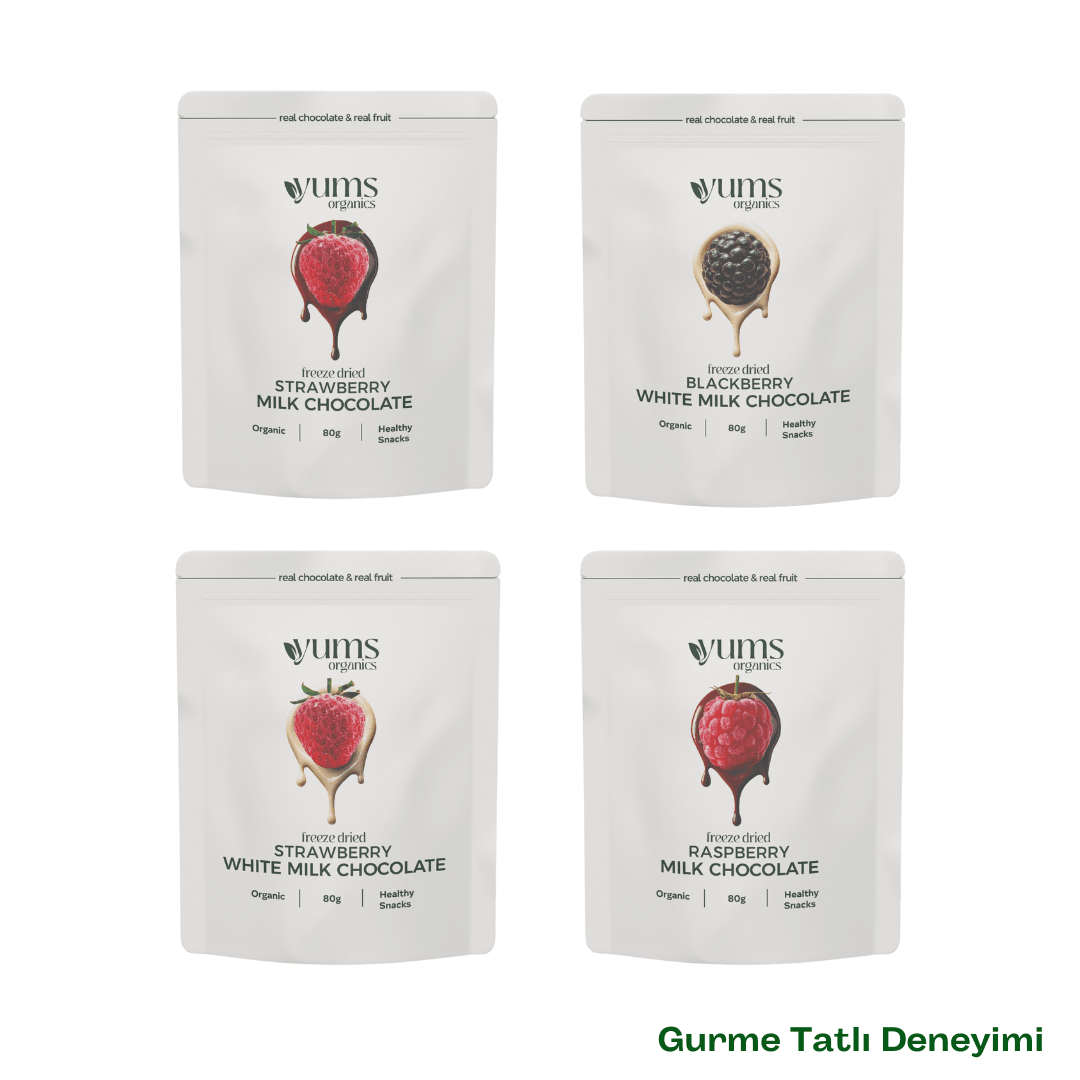 Gurme Tatlı Deneyimi (Çikolatalı Ahududu & Beyaz Çikolatalı Çilek & Çikolatalı Çilek & Beyaz Çikolatalı Karadut)