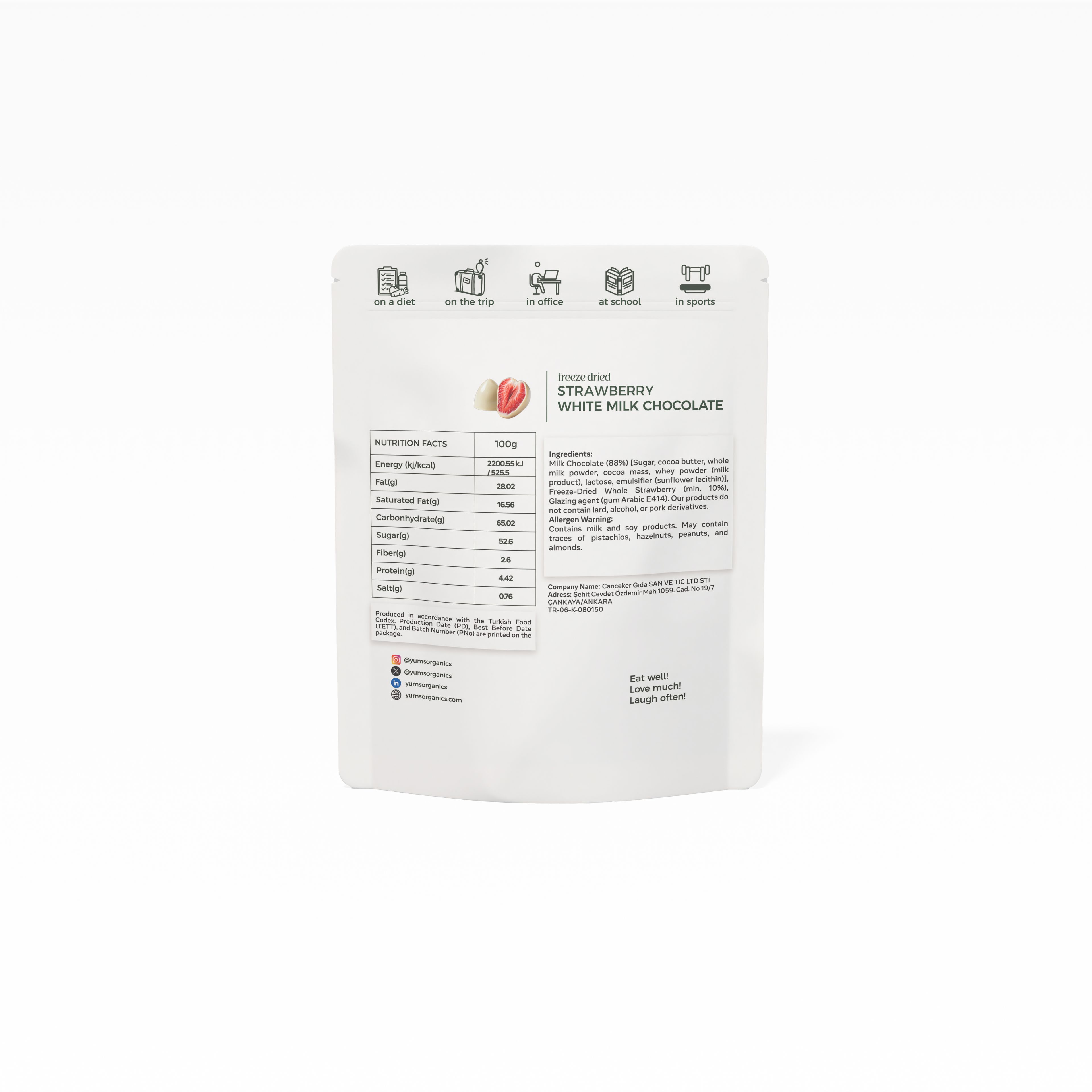 5-pack Freeze Dried Strawberry White Milk Chocolate