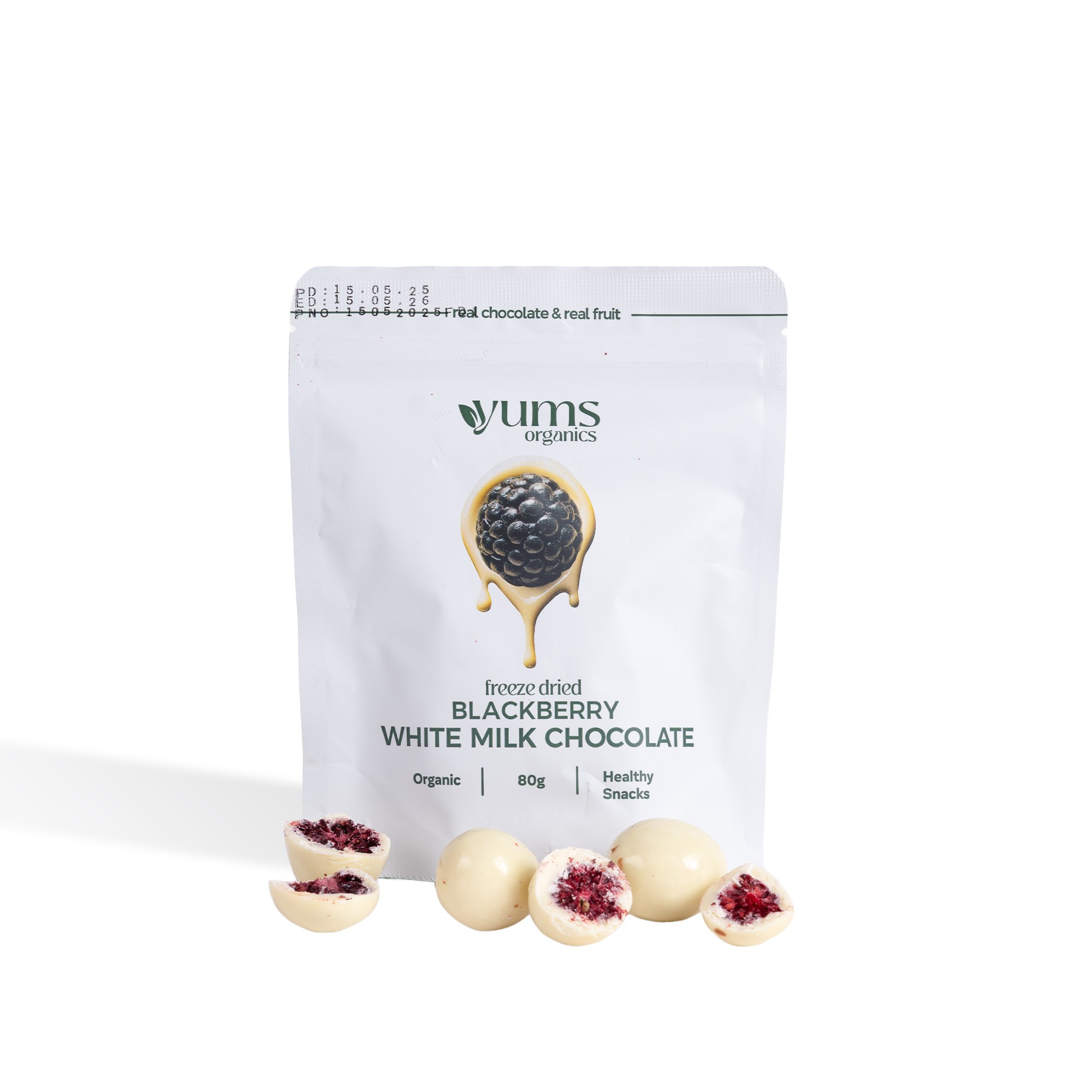 Beyaz Çikolata Kaplı Freeze Dried Böğürtlen