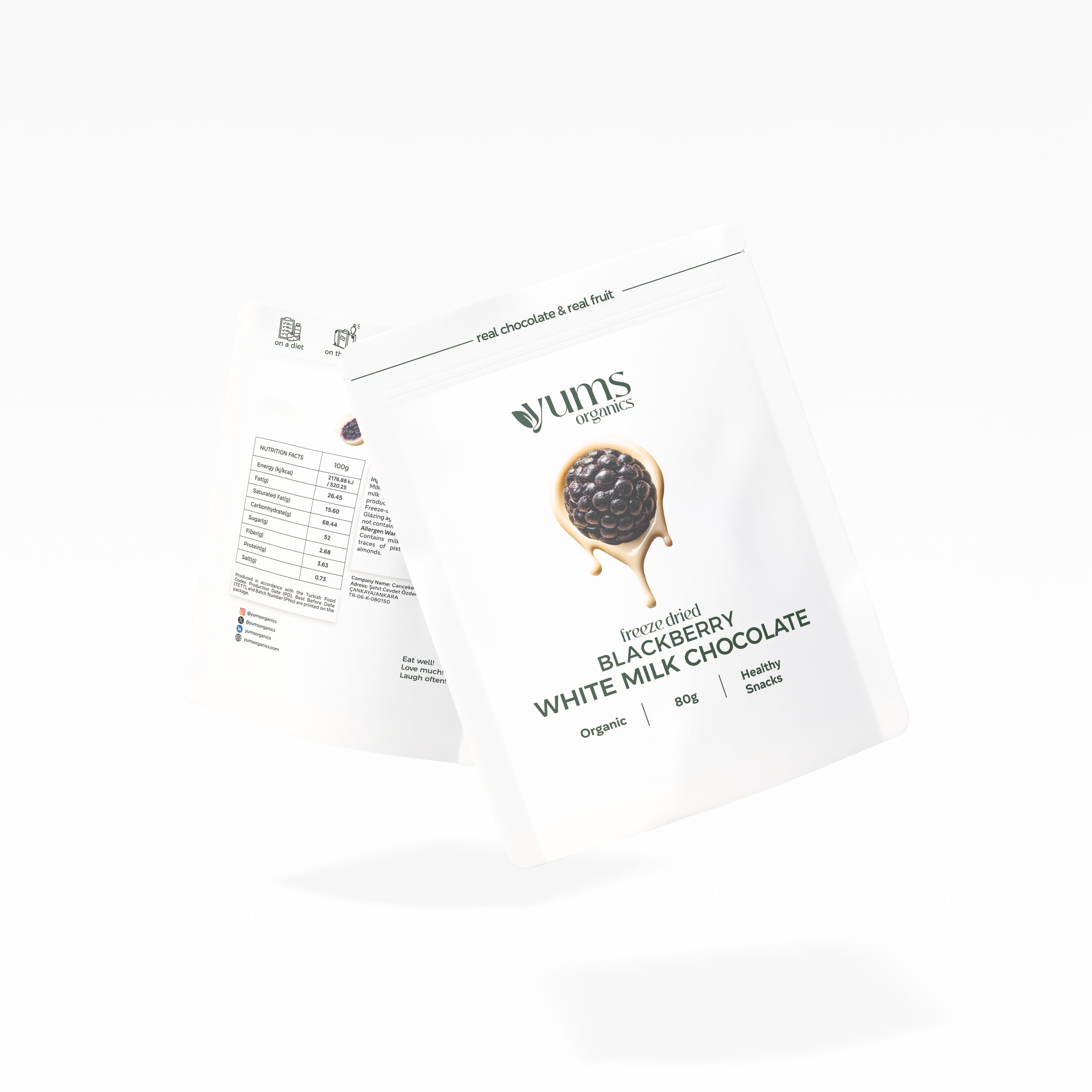 Beyaz Çikolata Kaplı Freeze Dried Böğürtlen